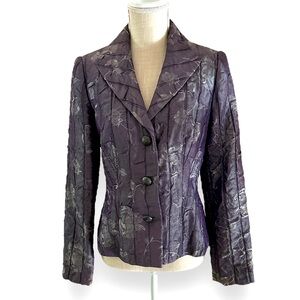 Reba Textured Lined Purple Jacket Size 4